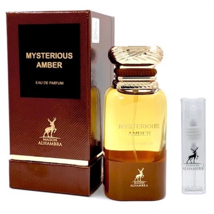 Alhambra Mysterious Amber 80 ml unisex Eau de Parfum szett 10 ml-es újratölthető utazókészlettel