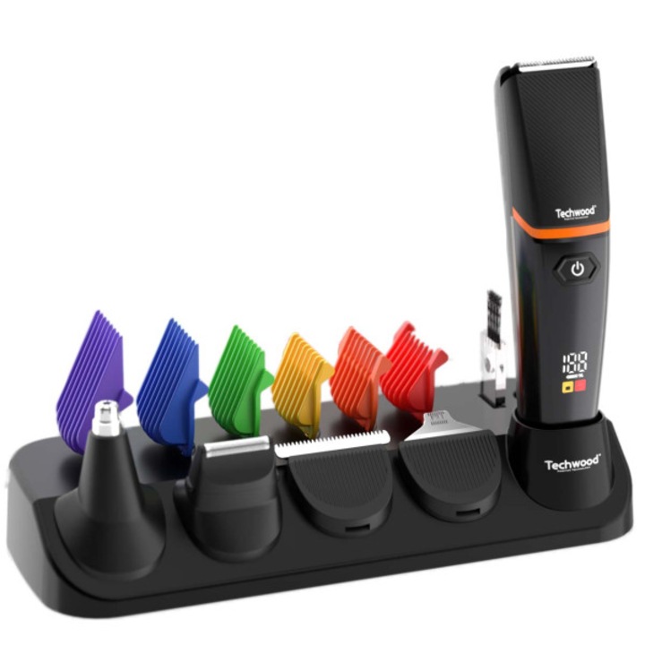 Trimmer 5 in 1 Techwood TTN-038, 600mAh, 90 minute, 6 piepteni, lame inox