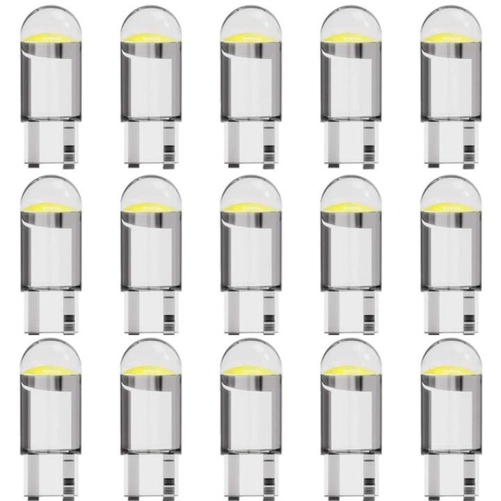 15 db LED izzó készlet, Darklove, T10 / W5W, Fehér fény, műszerfalhoz, környezeti lámpák, parkoló érzékelő, Átlátszó