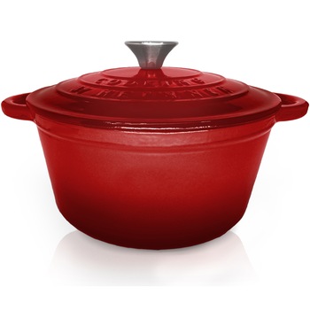 Oala cu capac Cooking by Heinner Red Line, fonta emailata, 24 x 11.5 cm, 4 L