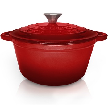 Oala cu capac Cooking by Heinner Red Line, fonta emailata, 20 x 10 cm, 2.4 L