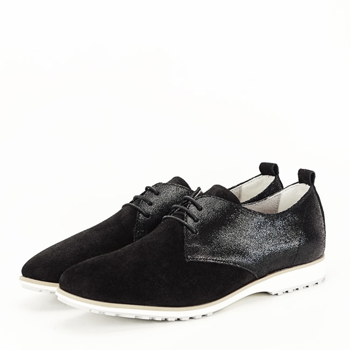 Черни обувки оксфорд от естествена кожа Селена 01 10051, Черен