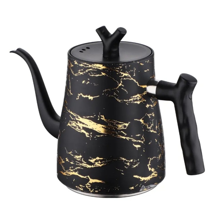 Чайник с инфузер и капак, елегантен дизайн, неръждаема стомана/пластмаса, 1500 мл, 16,5x13x10 см, Naimeed D6971, черен