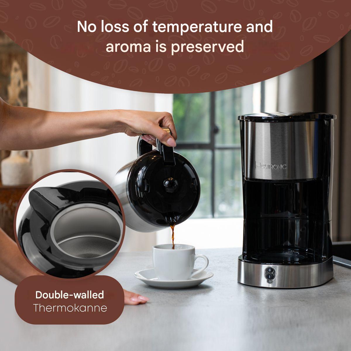 Cafetiere Clatronic KA 3805, inox, termos 1.2L, 800W, set