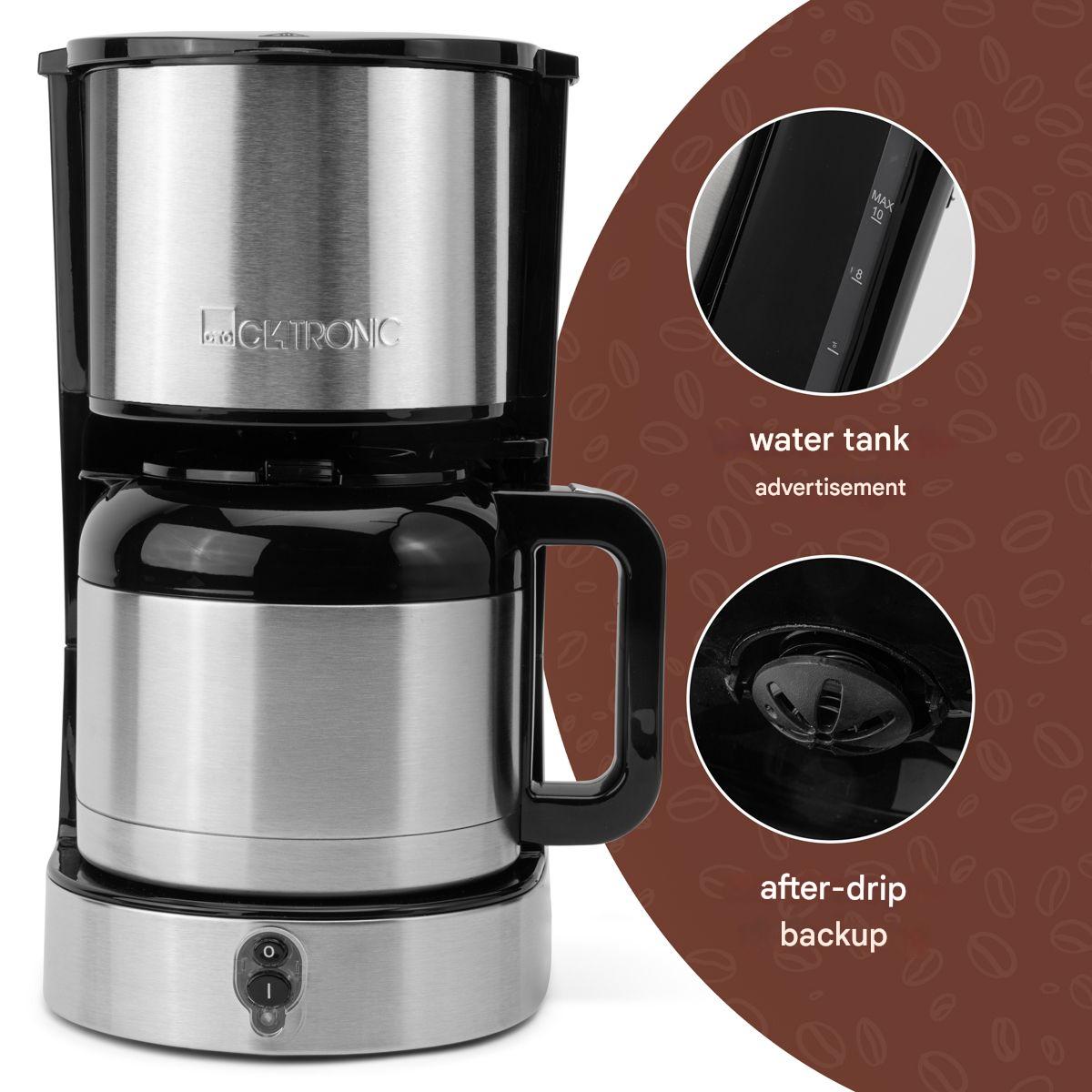 Cafetiere Clatronic KA 3805, inox, termos 1.2L, 800W, set