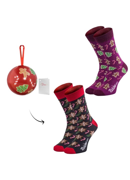 Sosete dama, Homla, set 2 perechi, rosu intens, bumbac, cadou de Craciun, 36-40 EU