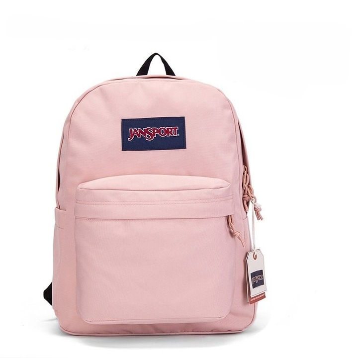 JanSport hátizsák, könnyű és tartós, elülső zsebbel és belső zsebekkel, rózsaszín, 42 x 33 x 21 cm