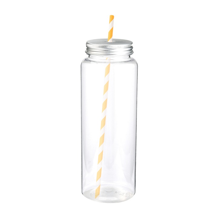 Прозрачна боросиликатна стъклена бутилка със сламка