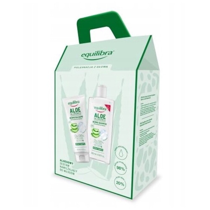 Set Ingrijire Par Equilibra Aloe Vera cu Acid Hialuronic, Sampon 265 ml, Balsam 200 ml