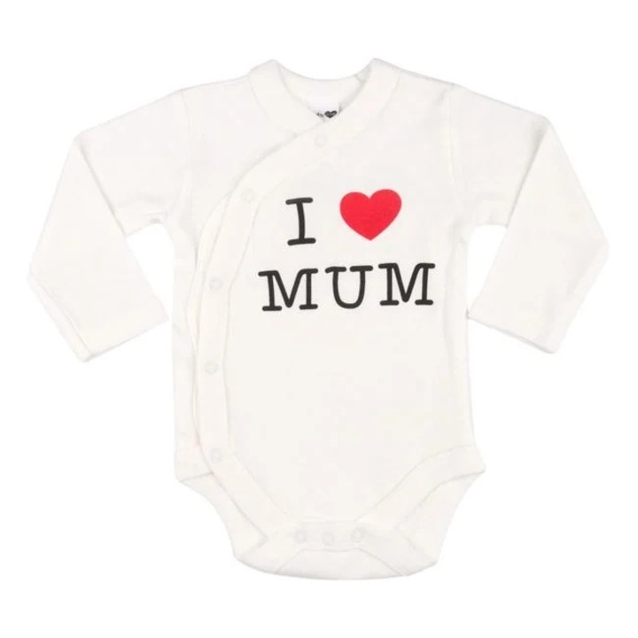 Body Bebe pentru Baiat din Bumbac Alb I Love Mum 0-6 Luni