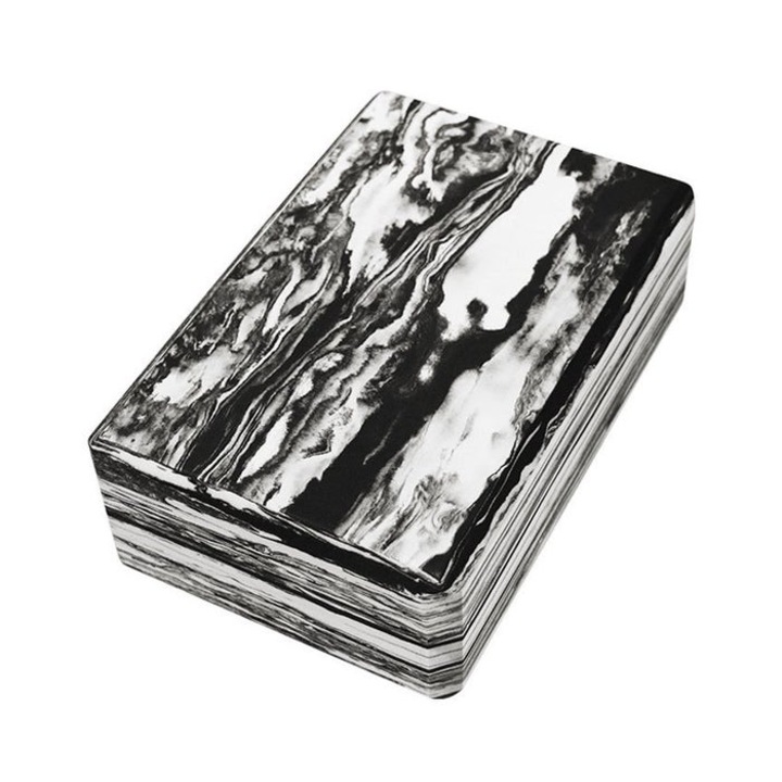 Тухла за йога Qizo HKYB6011, Eva пяна, черно + бяло, 22 x 15 x 3 cm