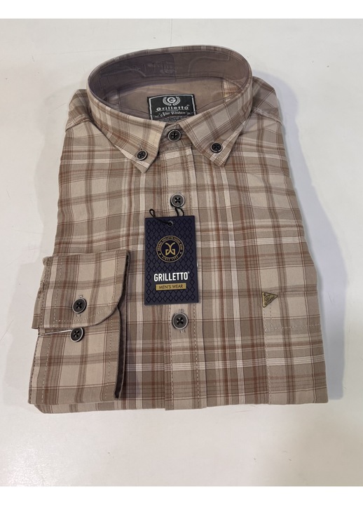 Normál szabású kockás ing, Barna