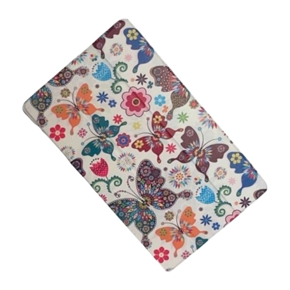 Husa tablete, Samsung Galaxy Tab 10.1, alb cu fluturi, material durabil, cu suport
