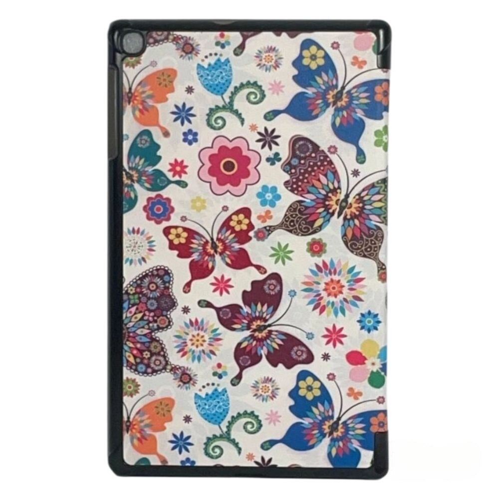 Husa tablete, Samsung Galaxy Tab 10.1, alb cu fluturi, material durabil, cu suport