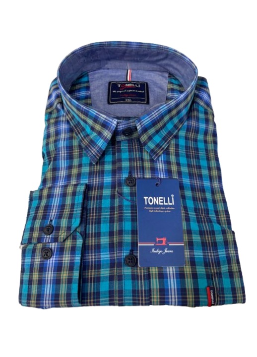 Camasa cu carouri pentru barbati F-1, Albastru