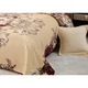 Set Cuvertura CHIRASO, din CATIFEA, pentru pat dublu, 5 piese, Cuvertura 230 x 250 cm, 2 fete de perna 55 x 80 cm si 2 fete de perna 55 x 55 cm, cu imprimeu flori, maro crem-visiniu