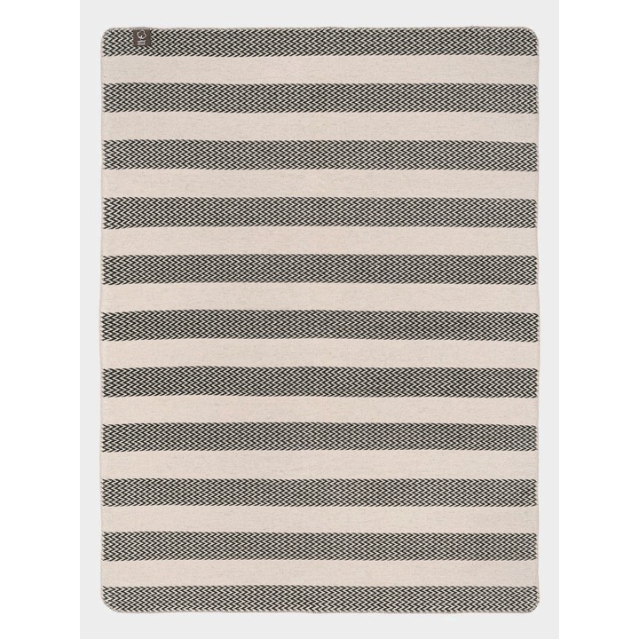 Patura din bumbac-acril 150x200 bej negru cu dungi zigzag