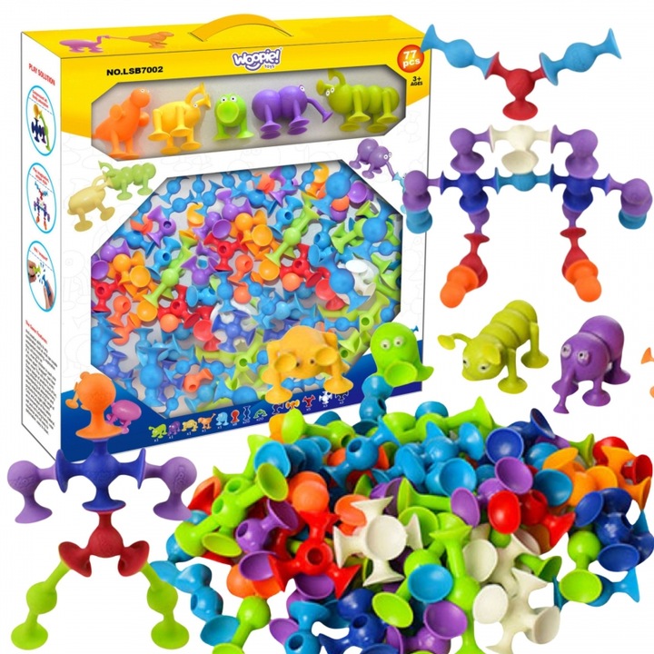 Строителни блокчета WOOPIE с вендузи - Crazy Animals