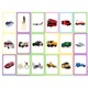 Set 36 carduri educative si interactive pentru invatarea vehiculelor in limba engleza, cartonase fata/verso, 72 imagini, Multicolor