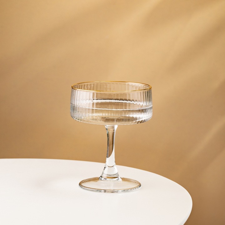 Чаша с крак, Homla, стъкло, 0,24 л, златист/прозрачен