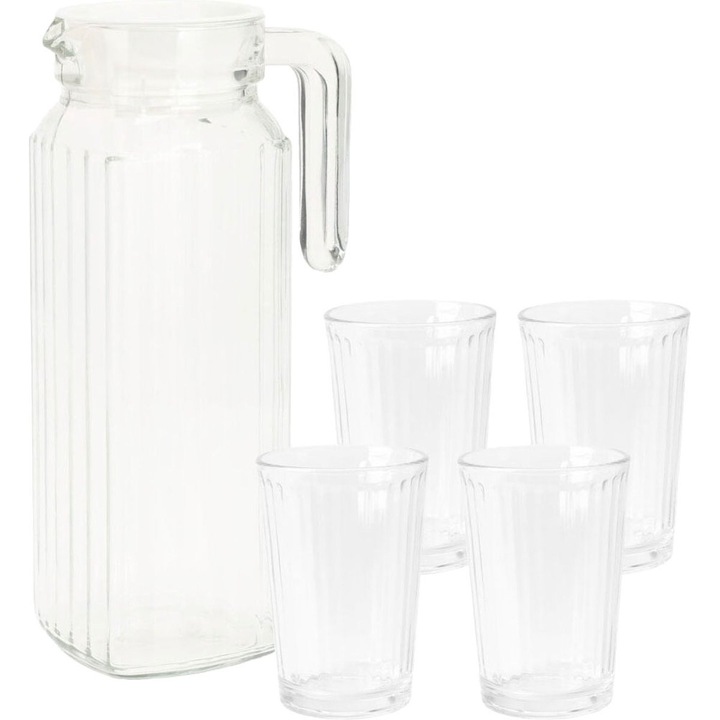 Kancsó és üvegkészlet, Koopman, üveg, 1,1 l, átlátszó