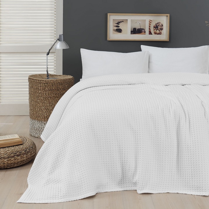 Cuvertura Beauty Home Pike mone waffle Art 1990 alb 170x240cm