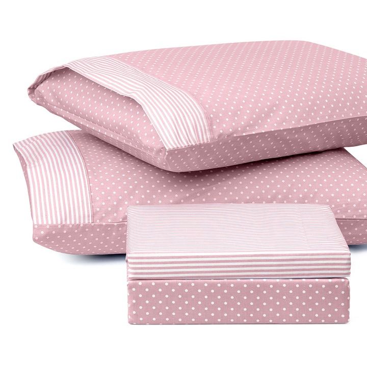 Beauty Home Set cuvertura de pilota unica cu buline JOY Art 1680 160x240 Roz