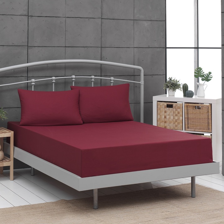 Beauty Home Cearceaf simplu simplu cu elastic Art 1999 110x200+30 Bordeaux