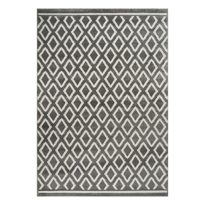 Covor Beauty Home, 133x190cm, polipropilena, gri-alb, 11mm grosime