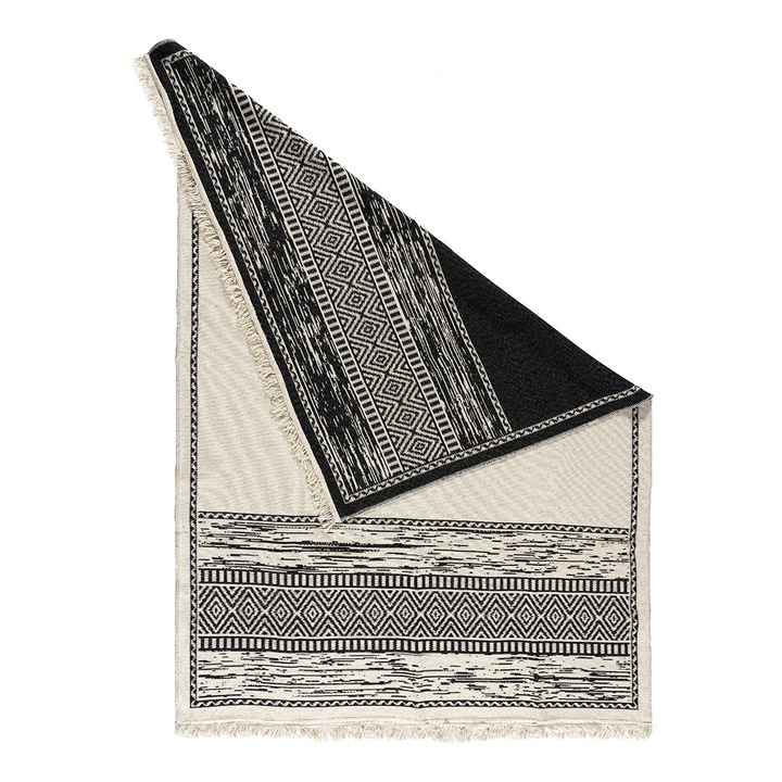 Covor Beauty Home, model Duo Art 9252, 100% bumbac, 160x230cm, antracit, set cu doua fete