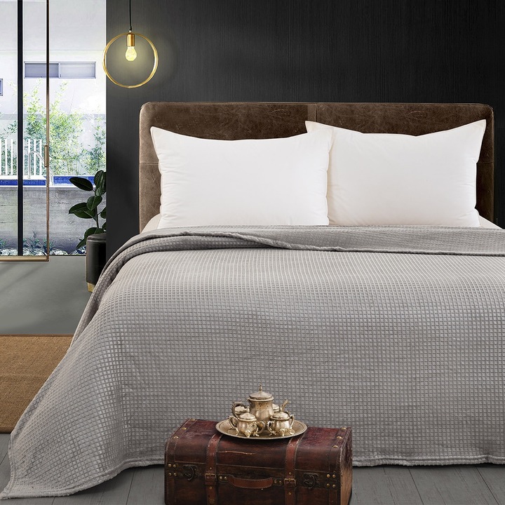 Patura Beauty Home, model monochrom, 100% poliester, 160x220cm, culoare gri