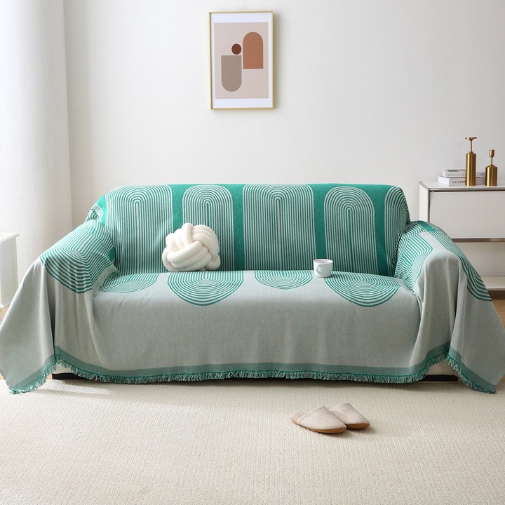 Set 2 paturi Beauty Home, 80% bumbac, 20% poliester, verde, 180x250cm + 180x300cm