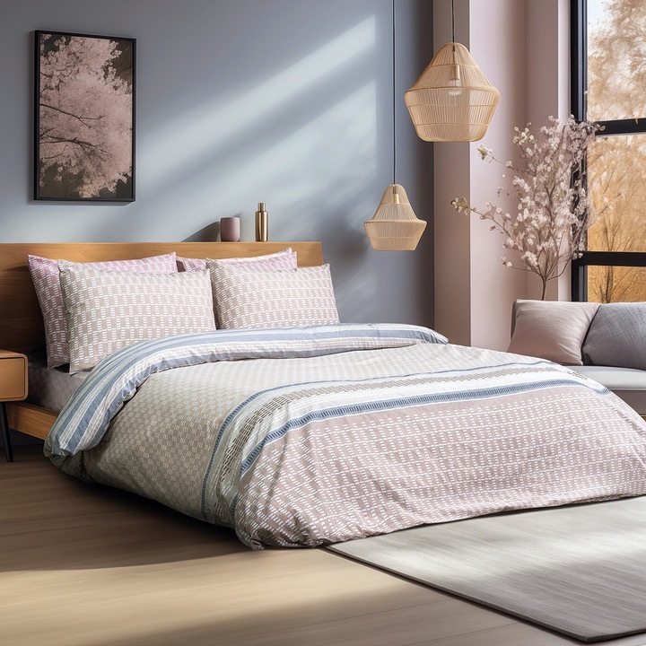 Set pilota Beauty Home, 220x240cm, 2 fete perna 52x74cm, 100% bumbac