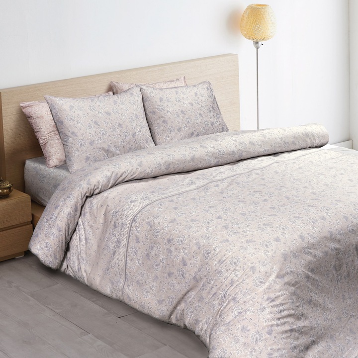 Set plapuma Beauty Home Cayman Art 12090, 160x240cm, bej, fata perna 52x72cm