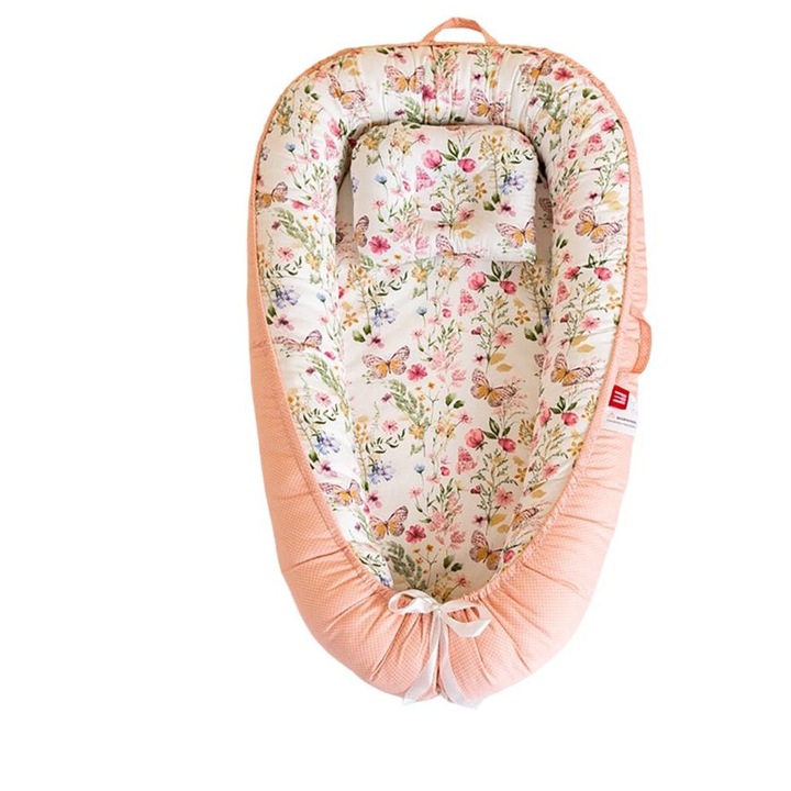 Perna pozitionare pentru bebelusi, Beauty Home, 53x88cm, somon, bumbac/poliester
