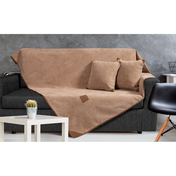 Set 2 cuverturi, Beauty Home, Velur, 180x250cm/180x300cm, Bej