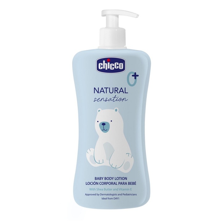 Chicco Natural Sensation hidratáló testápoló balzsam, 500 ml, 0+ hónapos kortól, könnyű textúrájú
