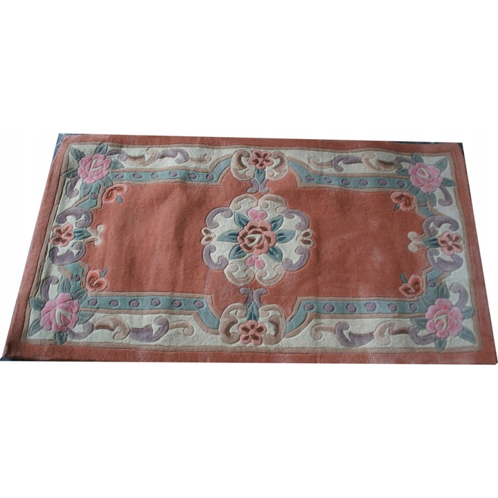 Covor Aubusson, piersica, 80x150cm, din lana, greutate 4,1kg/m2