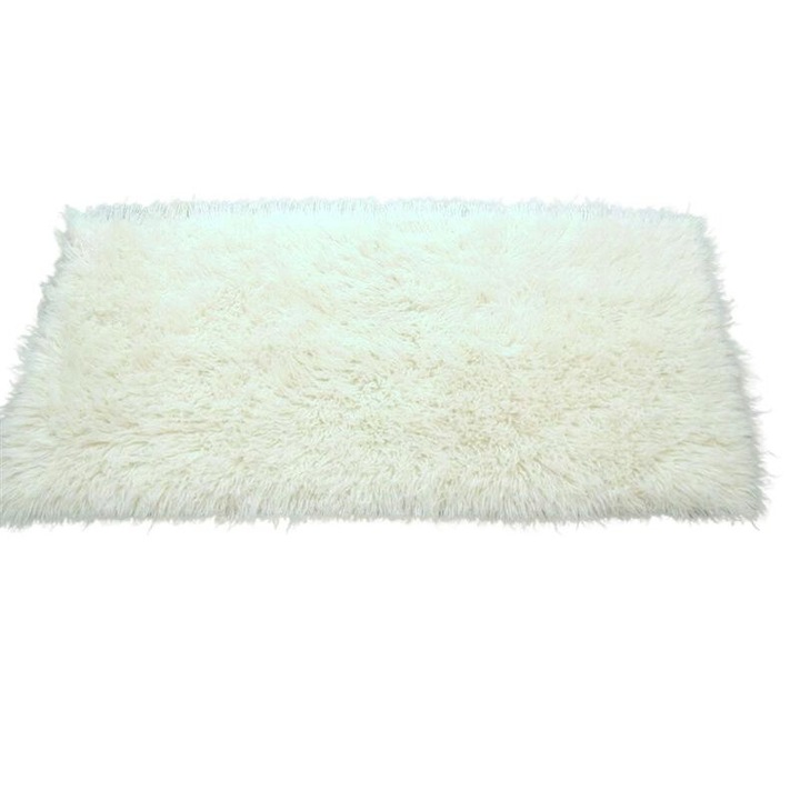 Covor, Flokatex, din lana, alb, 90x170cm, usor de intretinut
