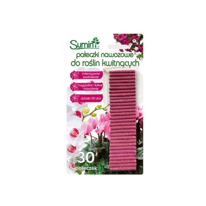 Betisoare ingrasamant pentru plante cu flori, Sumin, 30buc, efect de lunga durata, usor de aplicat