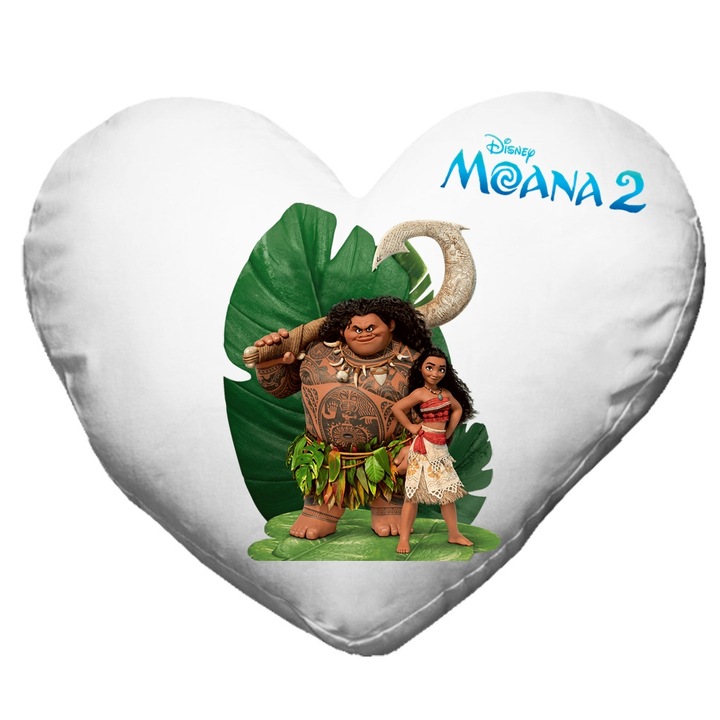 Perna personalizata moana maui disney, Poliester, Alb, inima