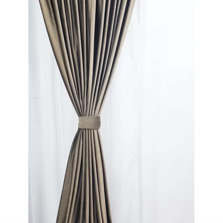 Завеси, Кадифено капучино, Елегантен модел, Класически стил, L 2m и H 2,5m, Комплект от 2