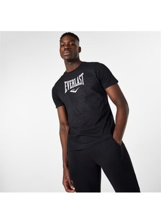 Everlast férfi póló, fekete, 100% pamut, logómintás, normál szabású, 2XL INTL