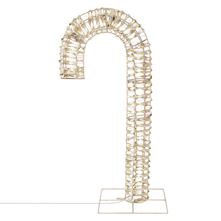 Figurina ECD Germany de Craciun cu LED, bastonas, 75 cm auriu, metal, cu 400 LED-uri albe calde, IP44, interior/exterior