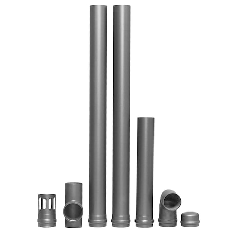 Kit de evacuare (cos de fum) Fornello, otel, diametru 80 mm, etansare cu garnitura, 3.5 m lungime, Negru