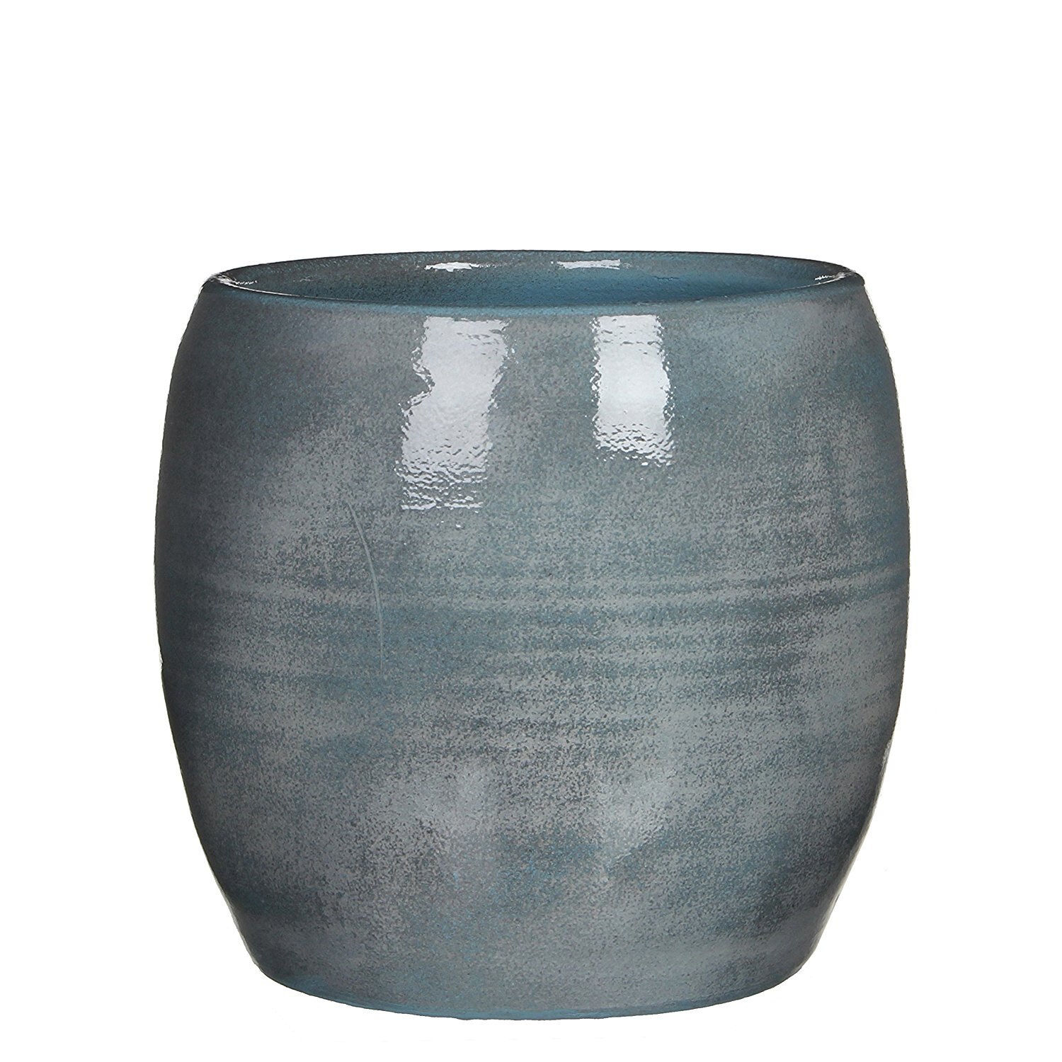 Masca ceramica deco Mica Lester albastra cu finisaj lucios pentru plante de interior cu diametrul de 20 cm