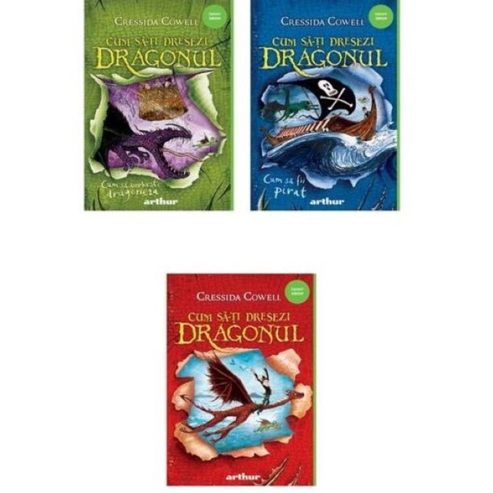 Pachet Cum sa-ti dresezi dragonul ( 3volume), Cressida Cowell, editura Arthur