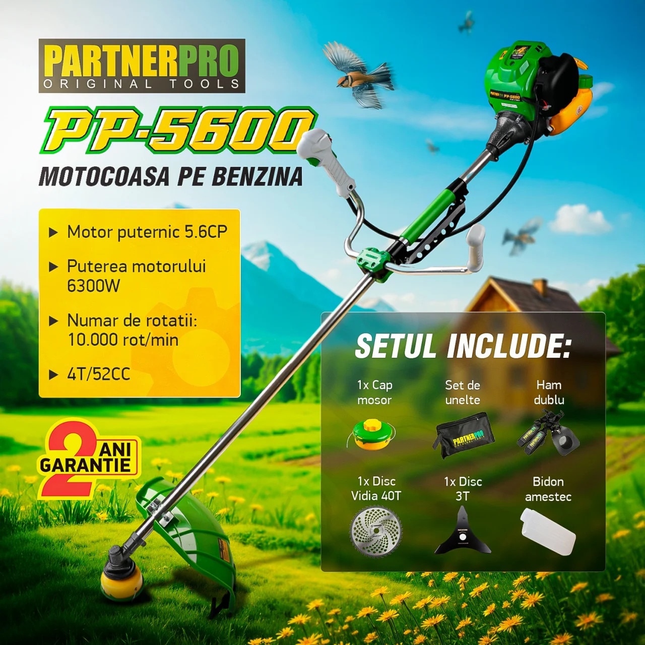 Motocoasa pe benzina 4 timpi, 5.6CP, 52CC PARTNER PRO PP5600 - eMAG.ro