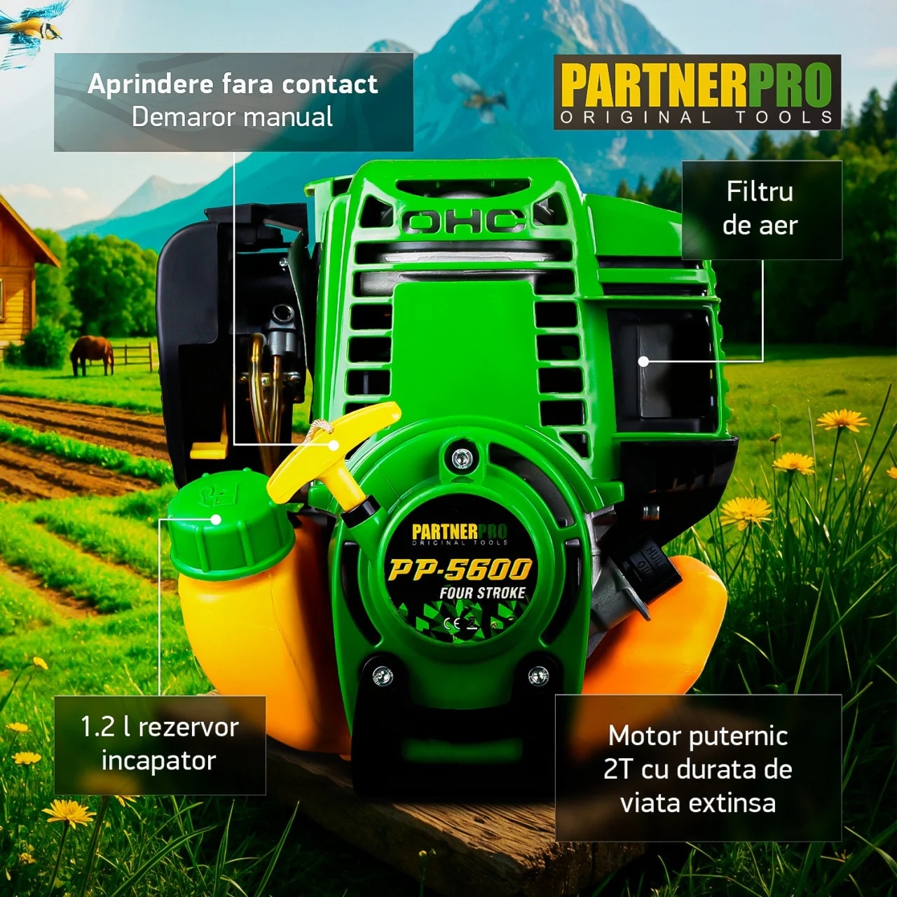 Motocoasa pe benzina 4 timpi, 5.6CP, 52CC PARTNER PRO PP5600 - eMAG.ro