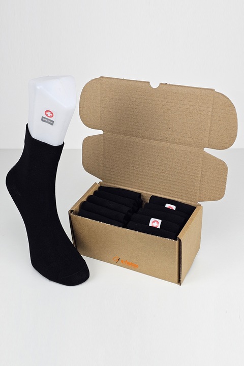 Cutie 10 perechi Sosete Barbati, fara cusaturi, fara presiune, bambus, lungi, negru